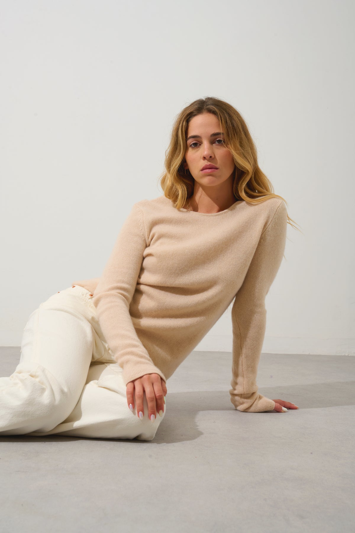 Crew-Neck Jumper 4-Ply - Ivy - Beige