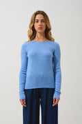 Jersey de cuello redondo Ivy de 4 hilos - Cielo - 100% cachemira de 4 hilos - Mujer