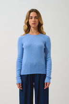 Jersey de cuello redondo Ivy de 4 hilos - Cielo - 100% cachemira de 4 hilos - Mujer