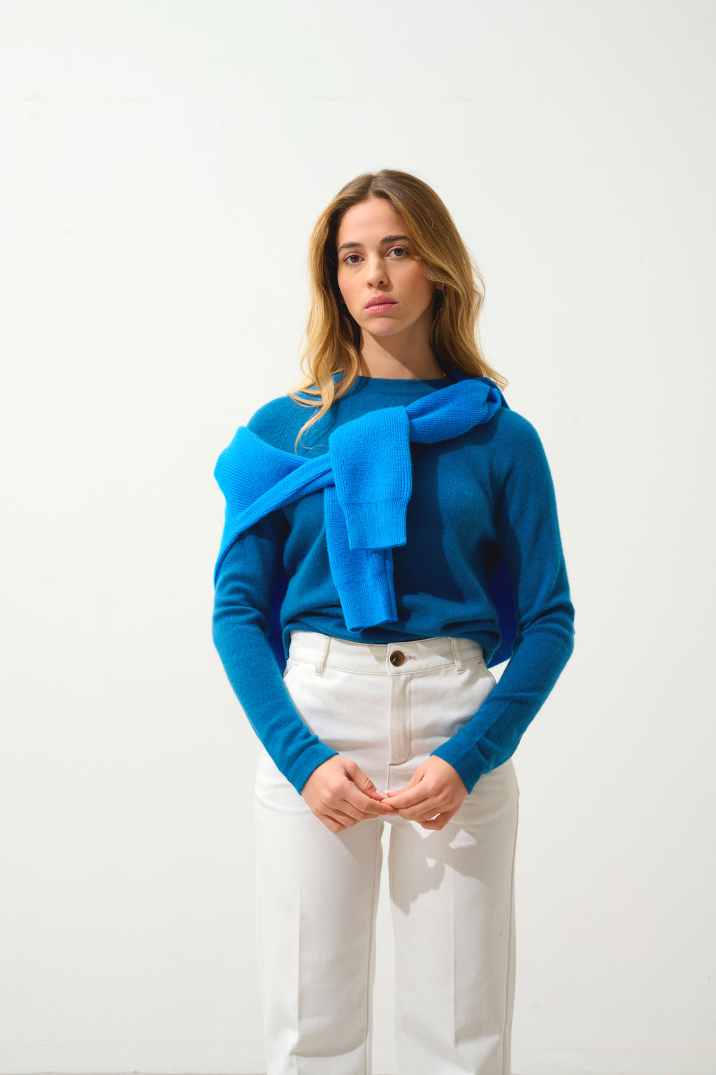 Jersey de cuello redondo Ecrin - Pavo real - 100% cachemira de 2 hilos - Mujer