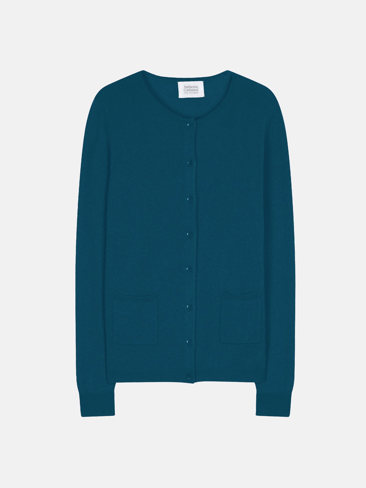 Round Neck Cardigan - Caron - Teal