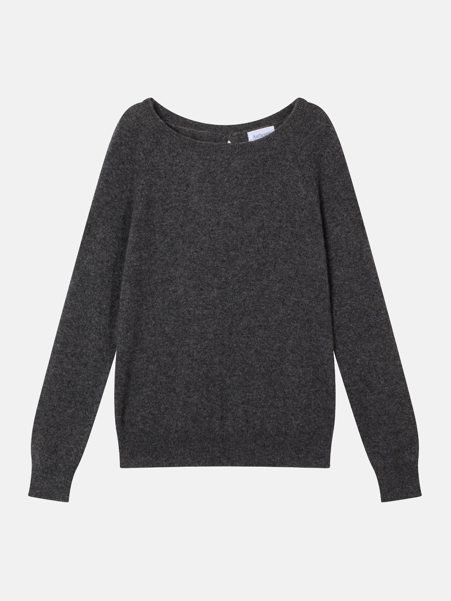 Pull Col Bateau Goutte Dos Dibona - Anthracite Chiné - 100% Cachemire 2 Fils