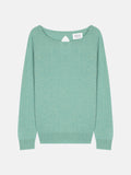 Jersey Cuello Barco Espalda Caída Dibona - Verde Chiné - 100% Cachemira 2 Hilos