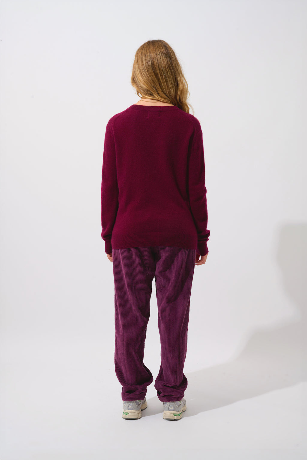 V-Neck Jumper Gardoria - Bordeaux - 100% 2-Ply Cashmere - Women