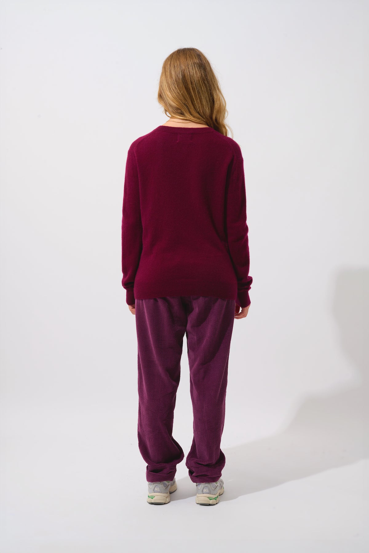 V-Neck Jumper Gardoria - Bordeaux - 100% 2-Ply Cashmere - Women