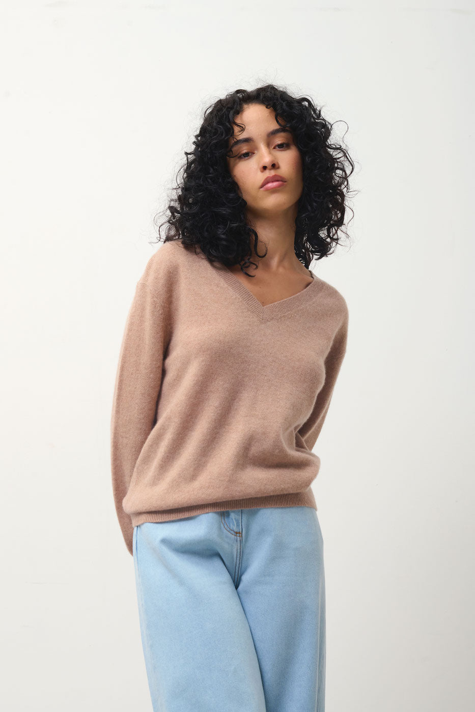 Pull Col V  - Gardoria - Marron
