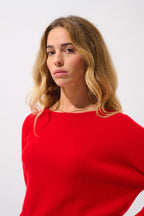 Pull Chauve Souris Goléon - Rouge - 100% Cachemire 2 Fils - Femme