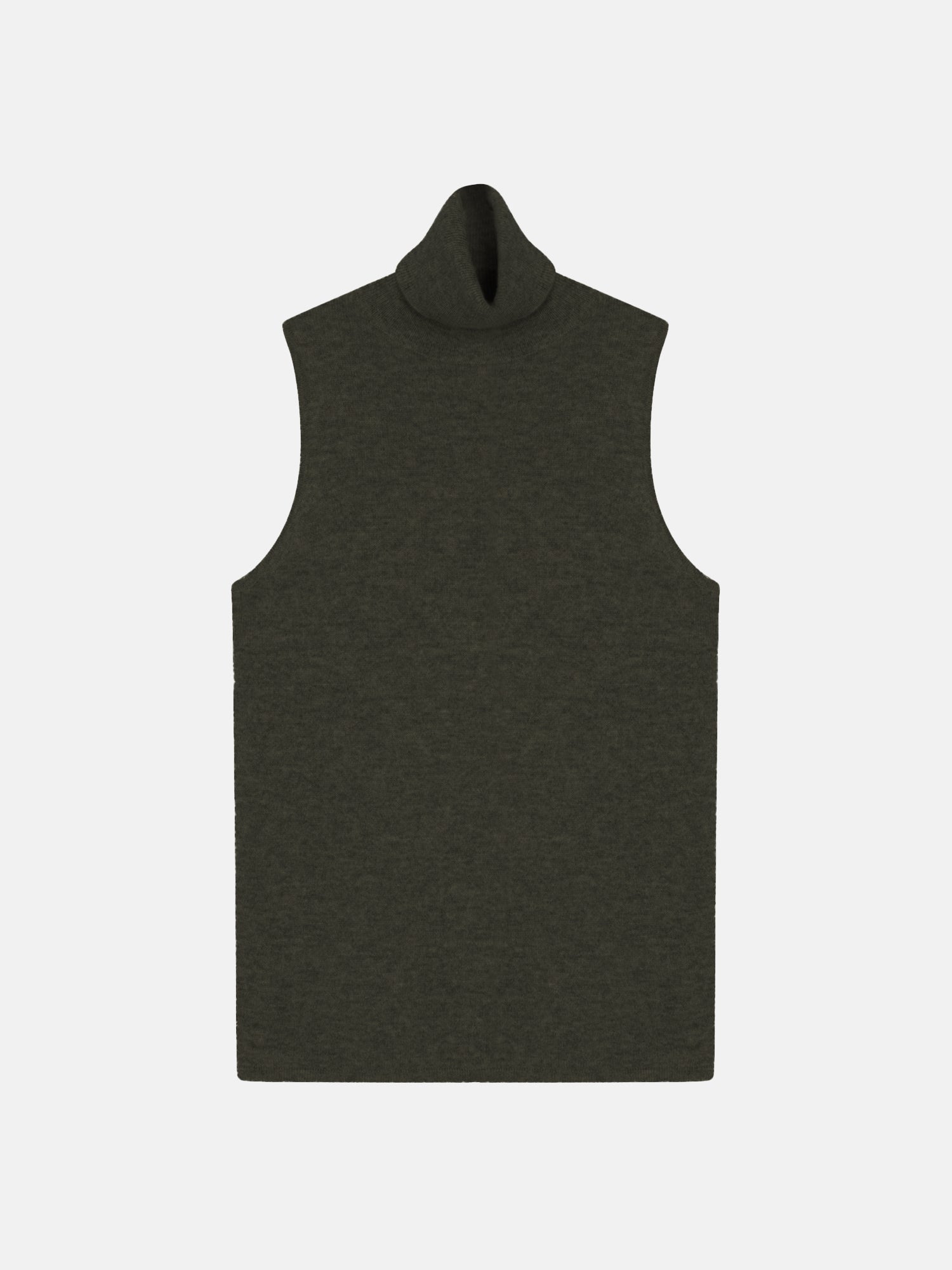 Jersey de cuello alto - 100% cachemira de 2 hilos - Caqui jaspeado