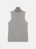 Sleeveless Roll-Neck Jumper Capucin - Nuage Chiné - 100% 2-Ply Cashmere