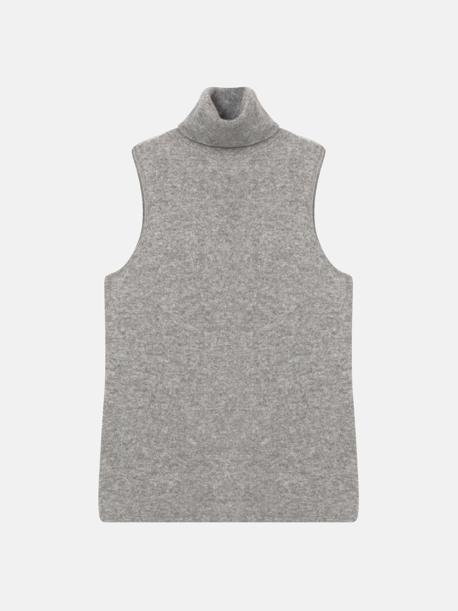 Sleeveless Roll-Neck Jumper Capucin - Nuage Chiné - 100% 2-Ply Cashmere