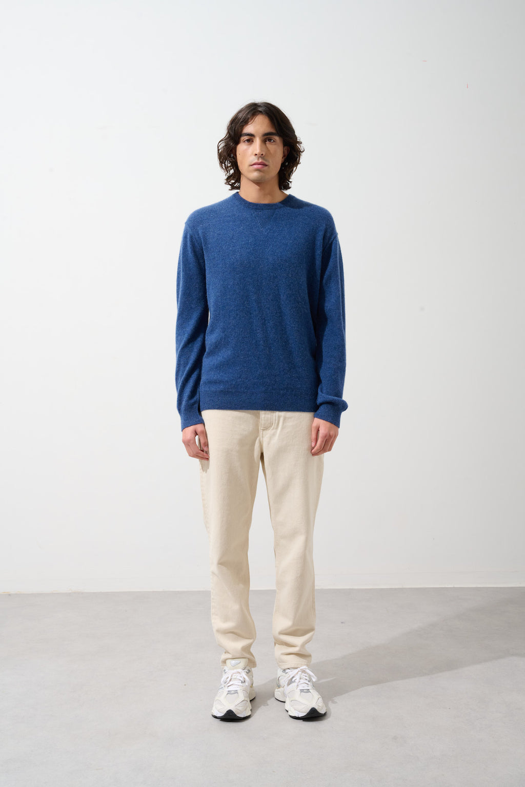 Pull Col Rond Nolan - Ocean Chiné - 100% Cachemire 2 Fils