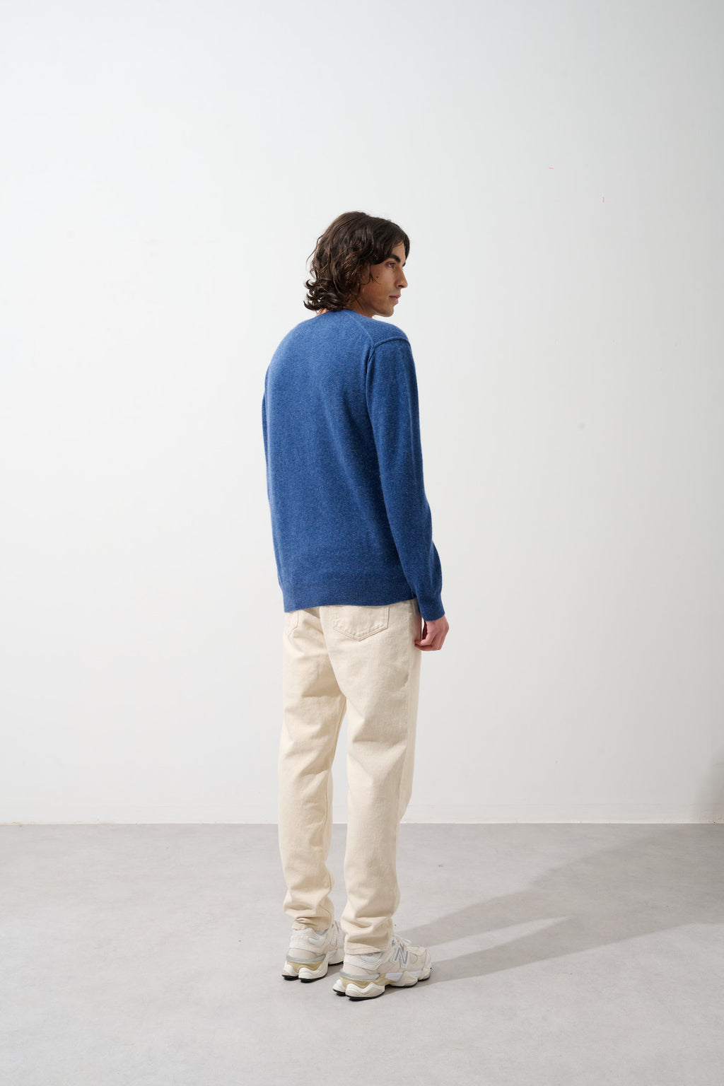 Pull Col Rond Nolan - Ocean Chiné - 100% Cachemire 2 Fils