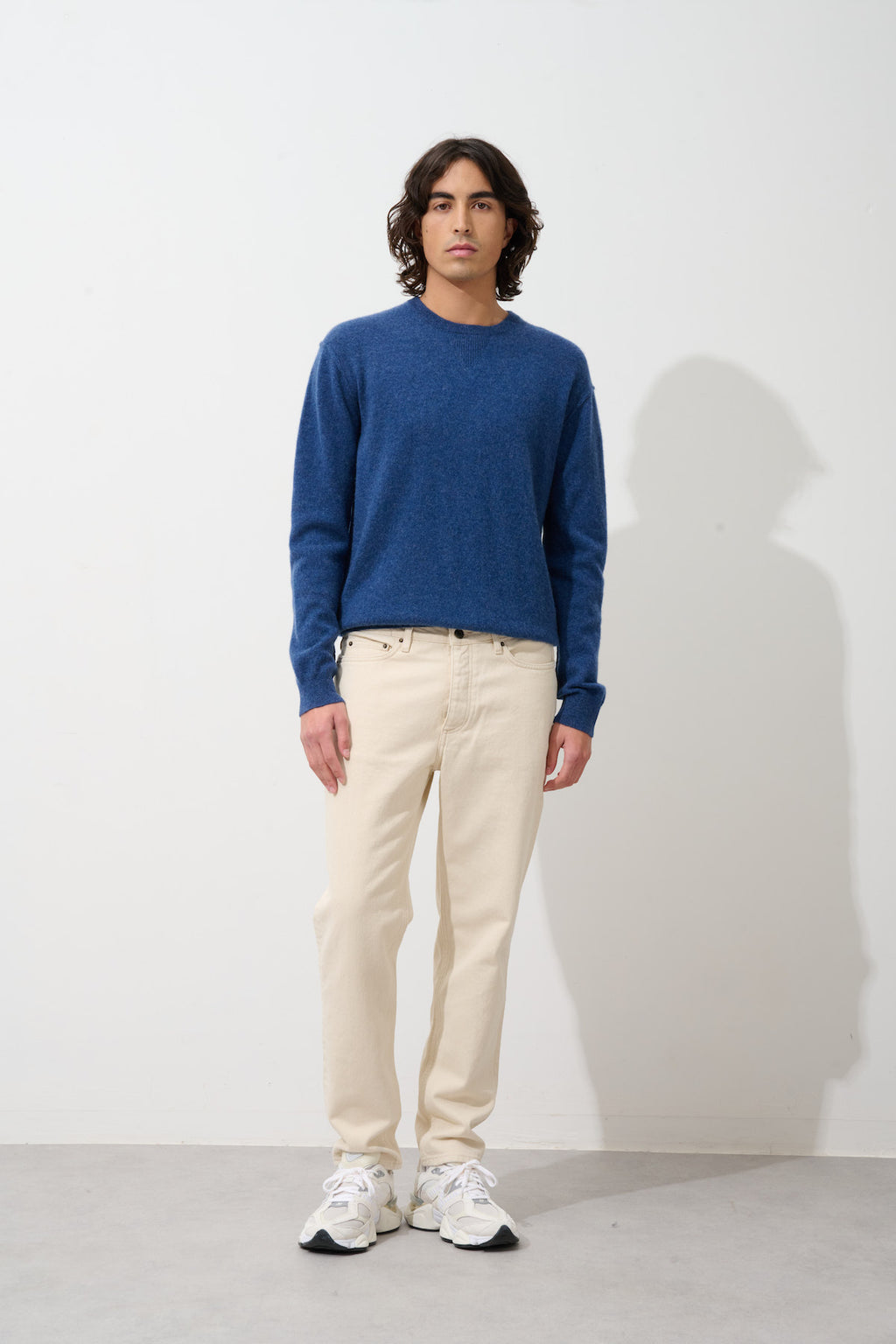 Pull Col Rond Nolan - Ocean Chiné - 100% Cachemire 2 Fils