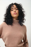 Jersey de cuello alto - 100% cachemira de 2 hilos - Camel jaspeado