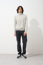 Pull Col Roulé - 100% Cachemire 2 Fils - Gris/Noir