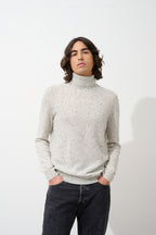 Pull Col Roulé - 100% Cachemire 2 Fils - Gris/Noir