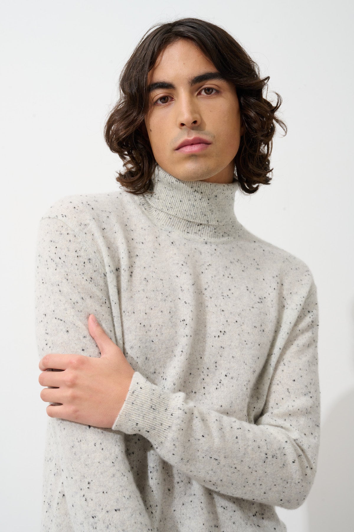 Pull Col Roulé - 100% Cachemire 2 Fils - Gris/Noir