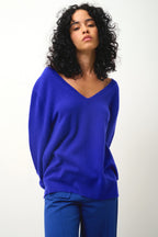 Pull Col V Devant Et Dos Giegn - Indigo - Femme
