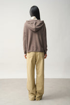 Pull Capuche - 100% Cachemire 2 Fils - Taupe Chiné - Femme