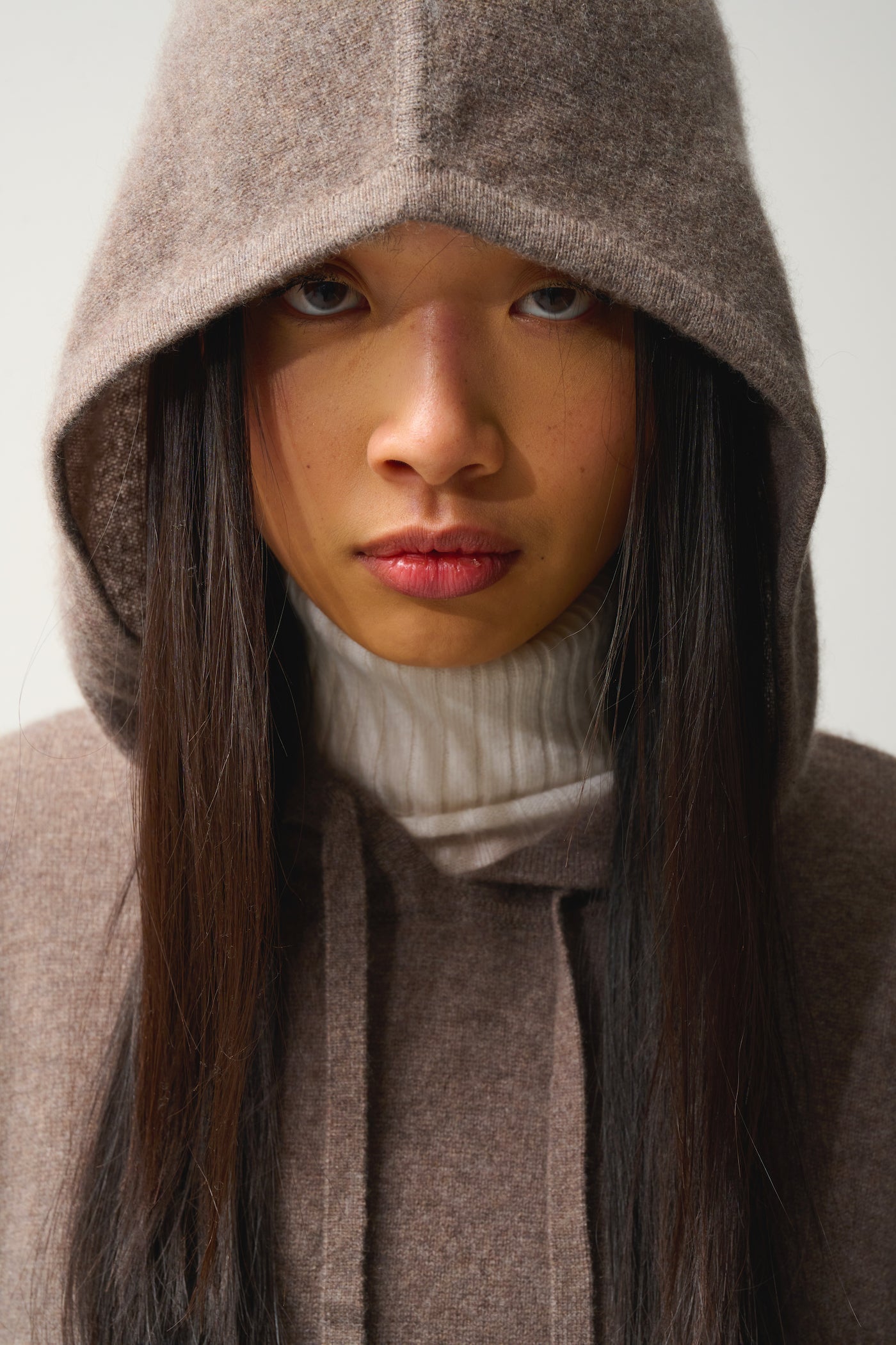 Pull Capuche - 100% Cachemire 2 Fils - Taupe Chiné - Femme