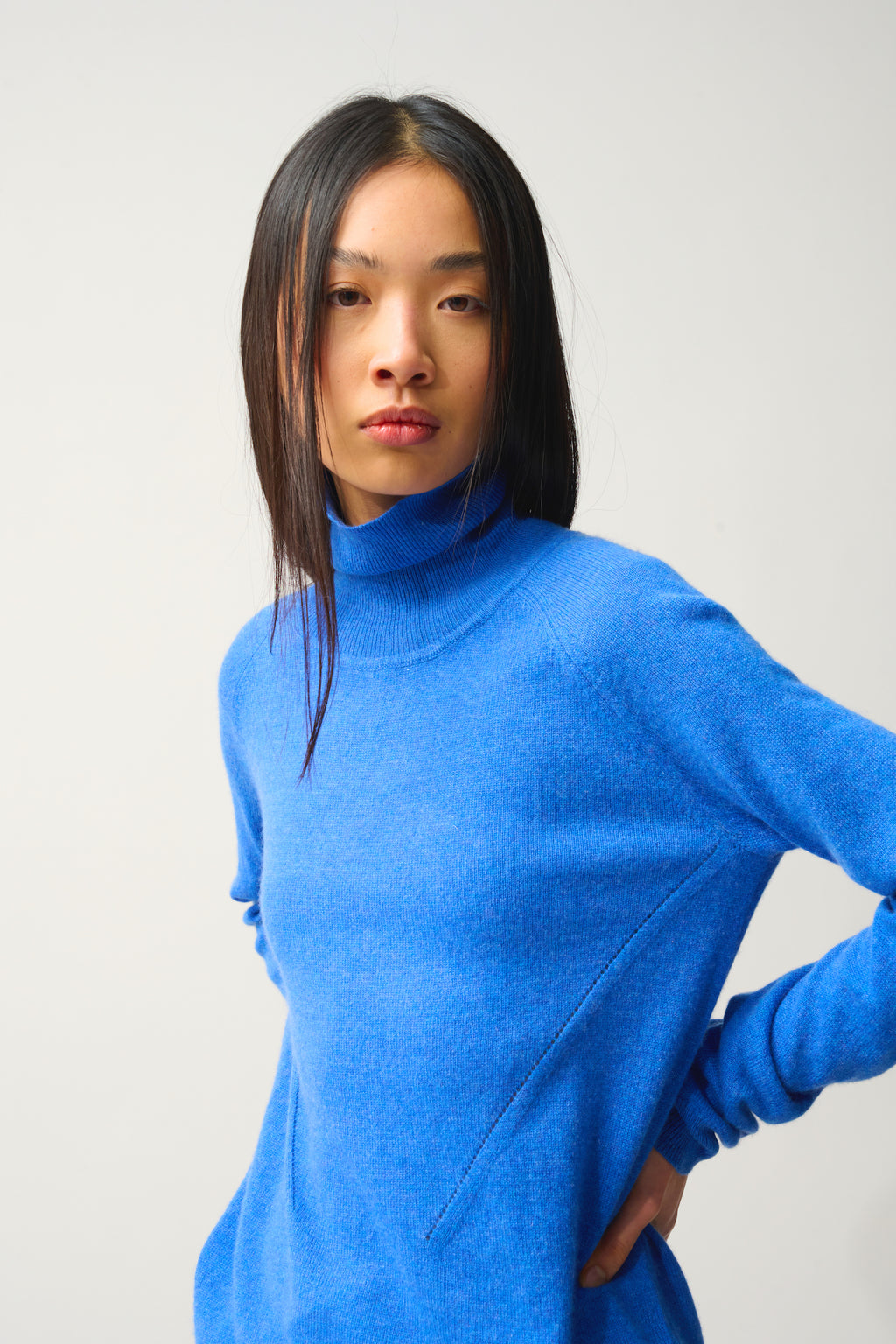 Roll Neck Jumper - 100% 2-Ply Cashmere - Electric Blue