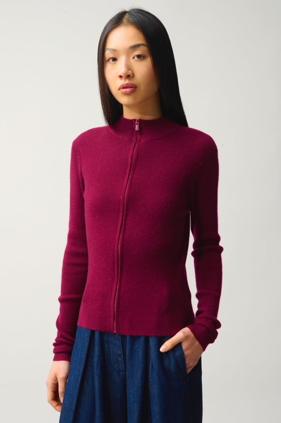 Gilet Zippé Col Montant - Alberte - Rouge