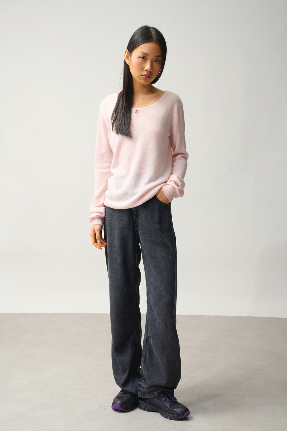Drop-Hem Boat Neck Jumper - Glyder - Powder