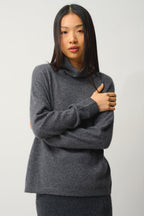 Pull Col Montant Bénitier - Cheviot - Anthracite Chiné