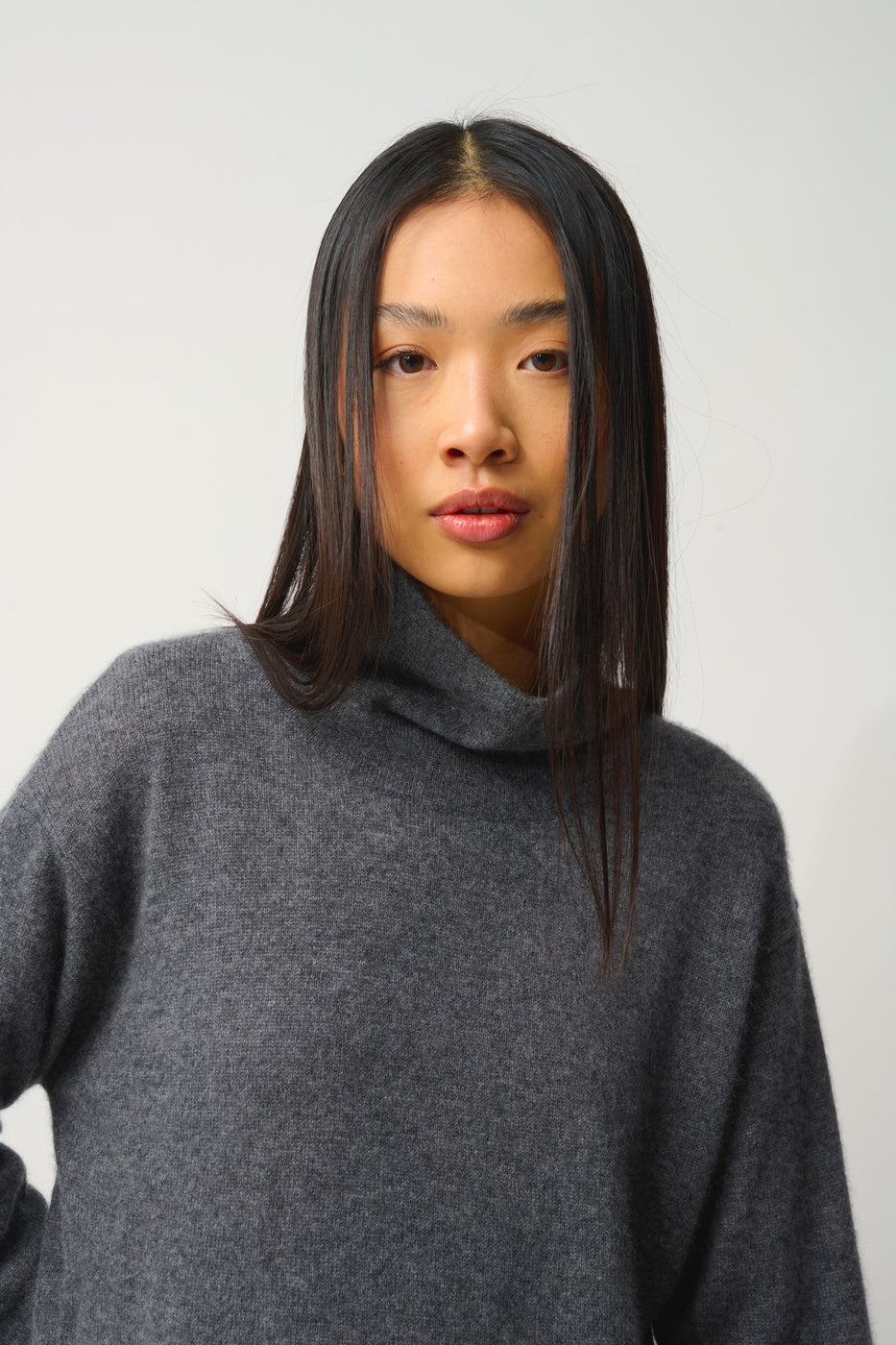 Pull Col Montant Bénitier - Cheviot - Anthracite Chiné