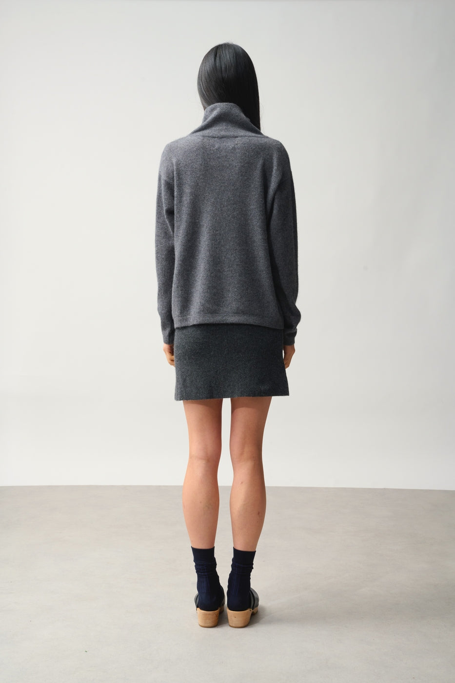 Pull Col Montant Bénitier - Cheviot - Anthracite Chiné