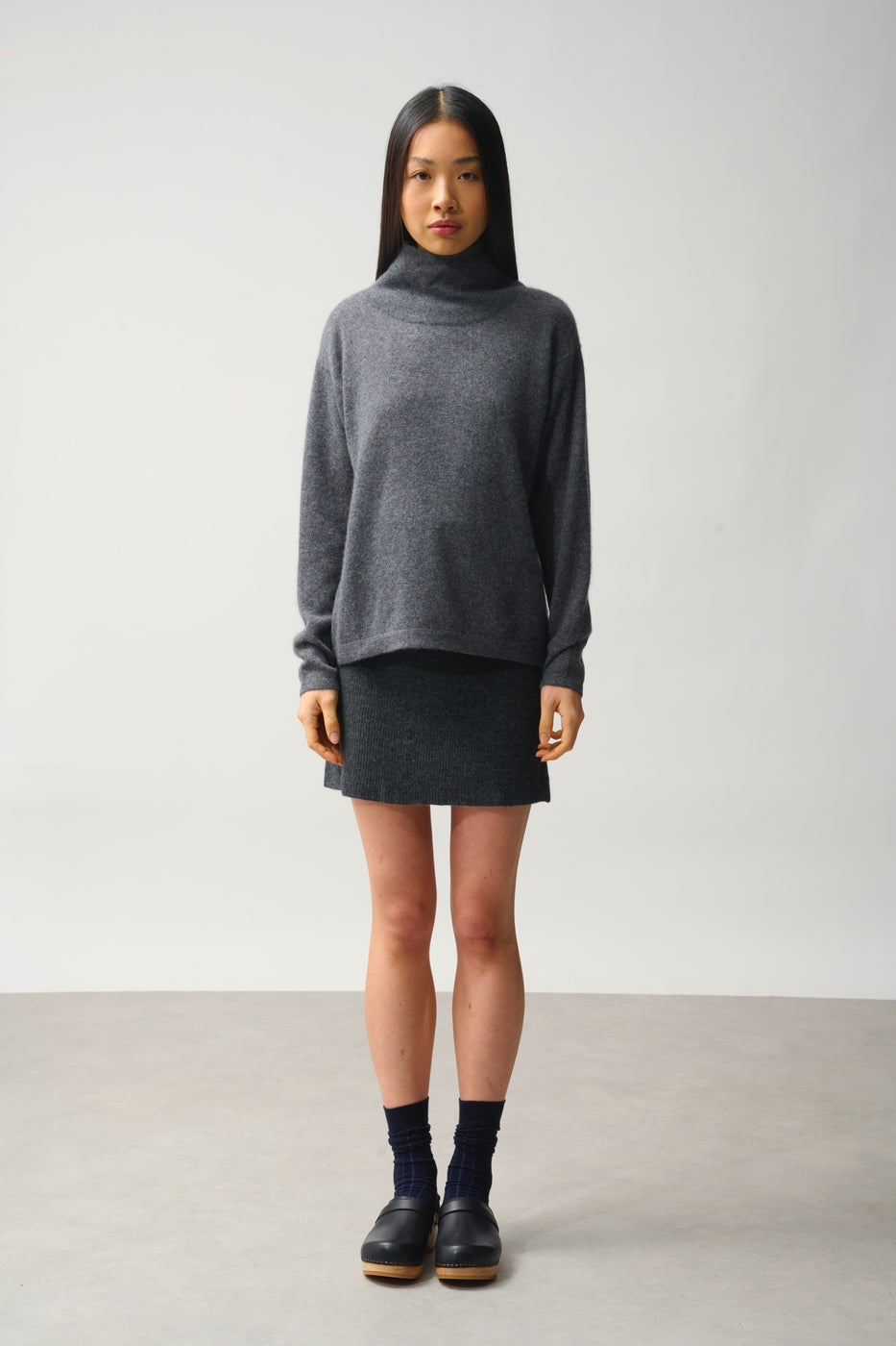 Pull Col Montant Bénitier - Cheviot - Anthracite Chiné