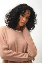 Pull Col Rond - Venus - Camel Chiné/Ivoire