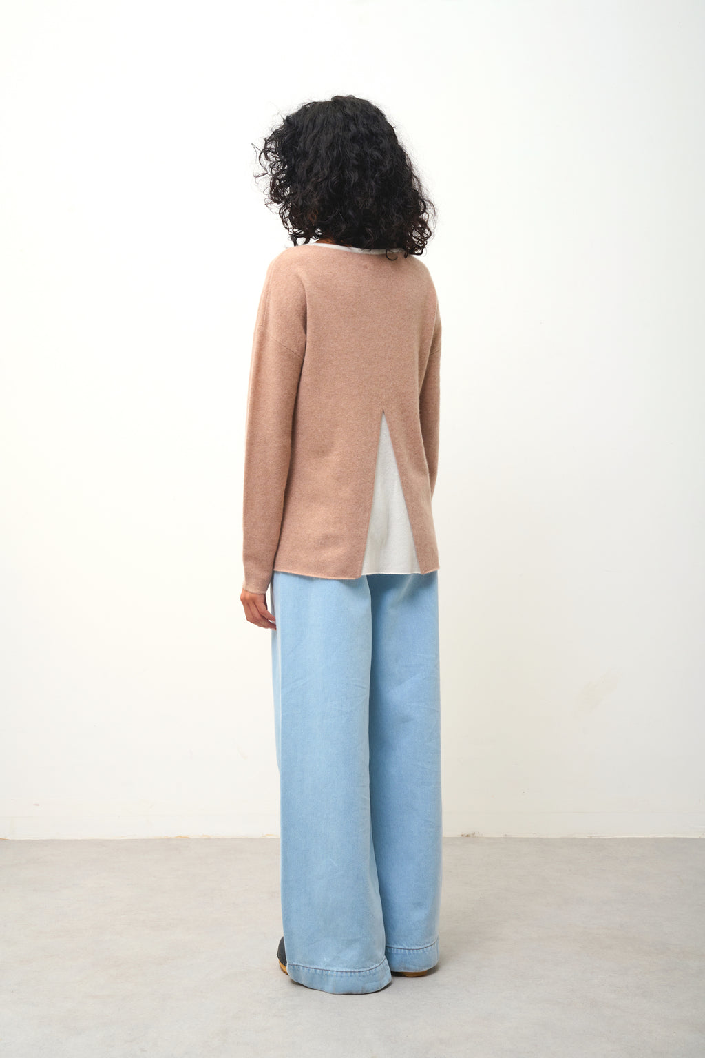 Pull Col Rond - Venus - Camel Chiné/Ivoire