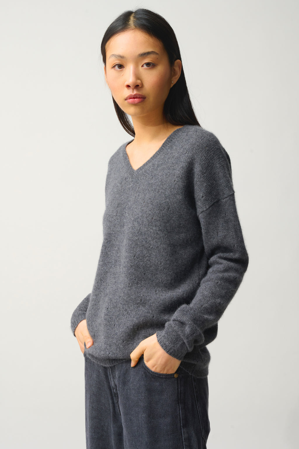 V-Neck Jumper 4-Ply - Doty - Grey