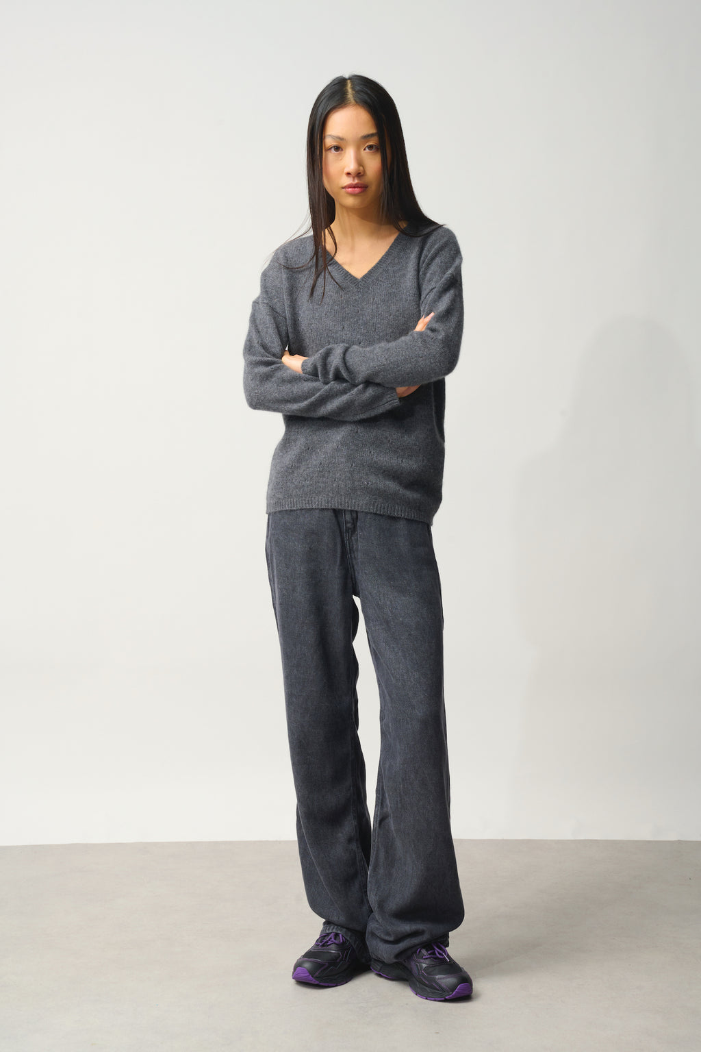 V-Neck Jumper 4-Ply - Doty - Grey