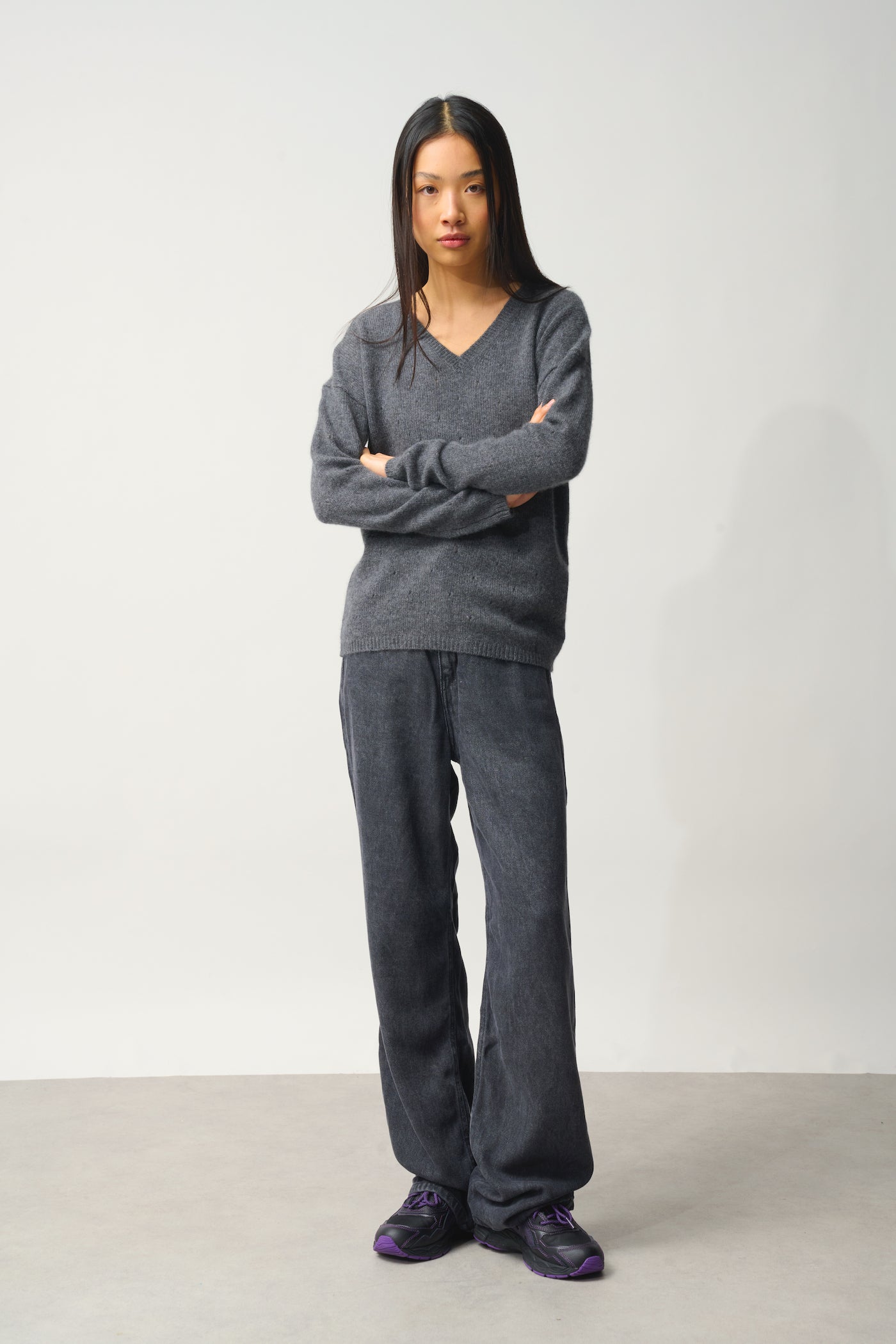 V-Neck Jumper 4-Ply - Doty - Grey