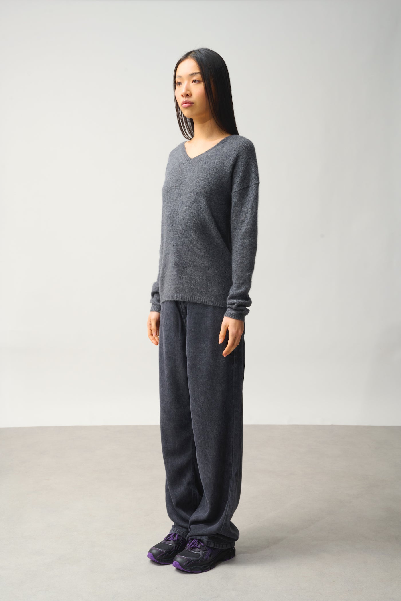 V-Neck Jumper 4-Ply - Doty - Grey