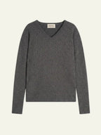 Pull Col V 4 Fils - Doty - Anthracite Chiné