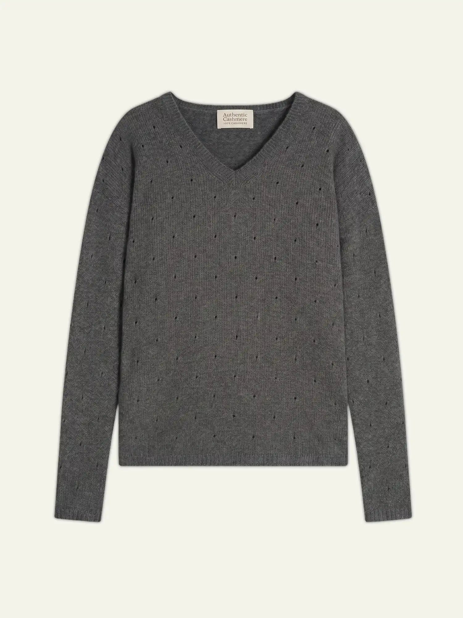 Pull Col V 4 Fils - Doty - Anthracite Chiné