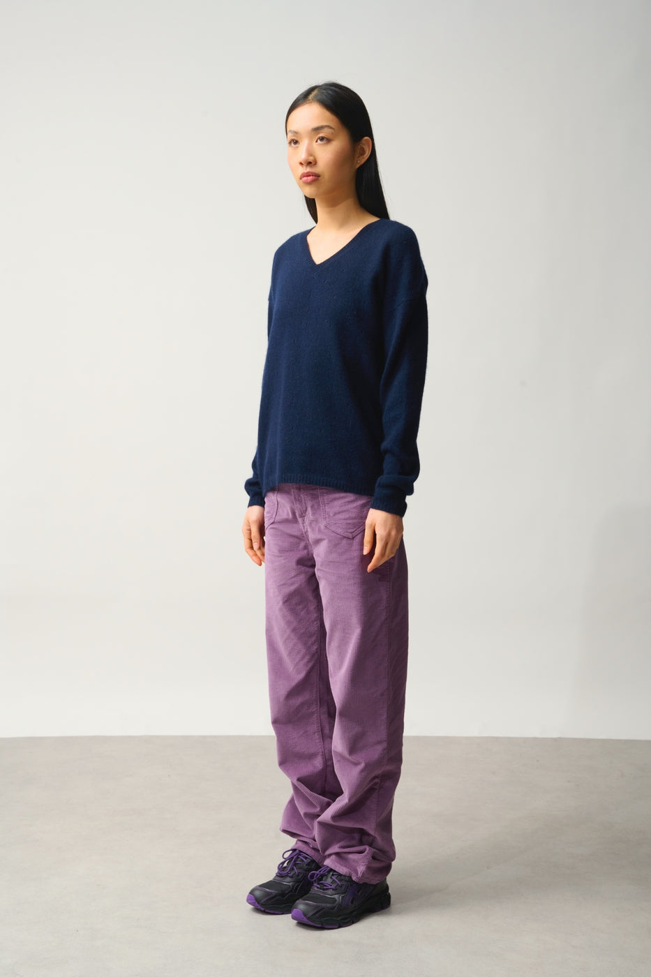 Pull Col V 4 Fils - Doty - Navy