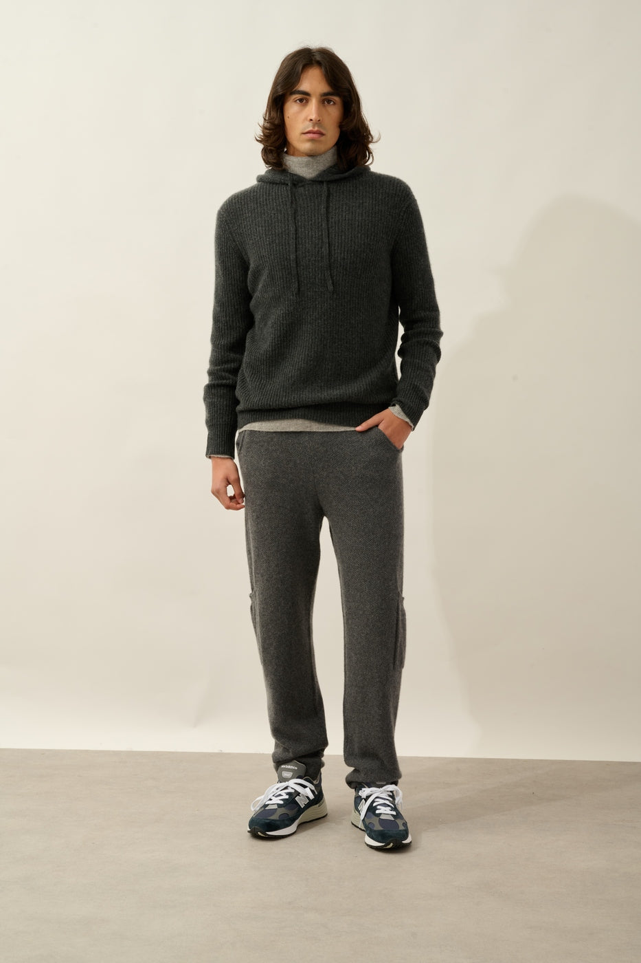Pull Capuche 4 Fils - Mida - Carbone Chiné