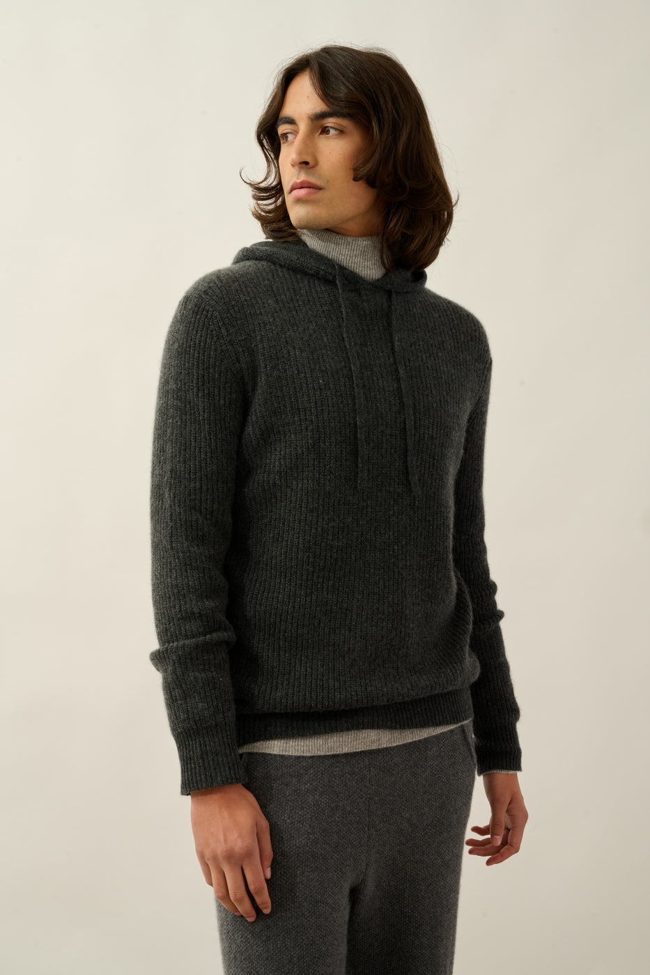 Pull Capuche 4 Fils - Mida - Carbone Chiné