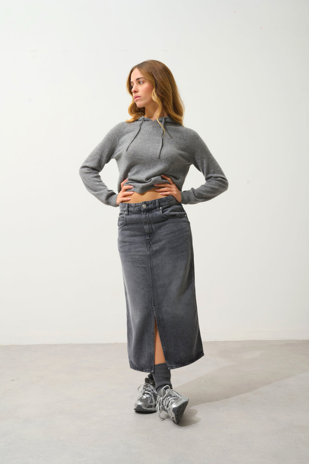 Jersey Con Capucha Yarlside - Franela Chiné - 100% Cachemira 2 Hilos - Mujer