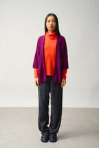 Gilet Ouvert Col V Manches 3_4 - Mendip - Violet