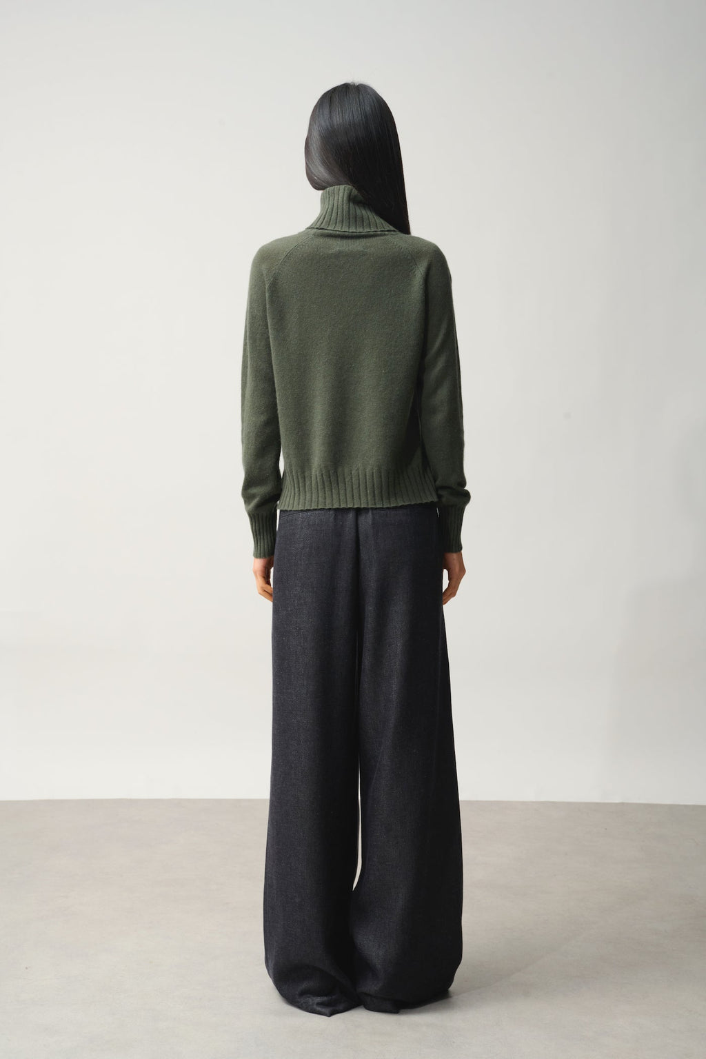 Pull Col Roulé - 100% Cachemire 2 Fils - Kaki