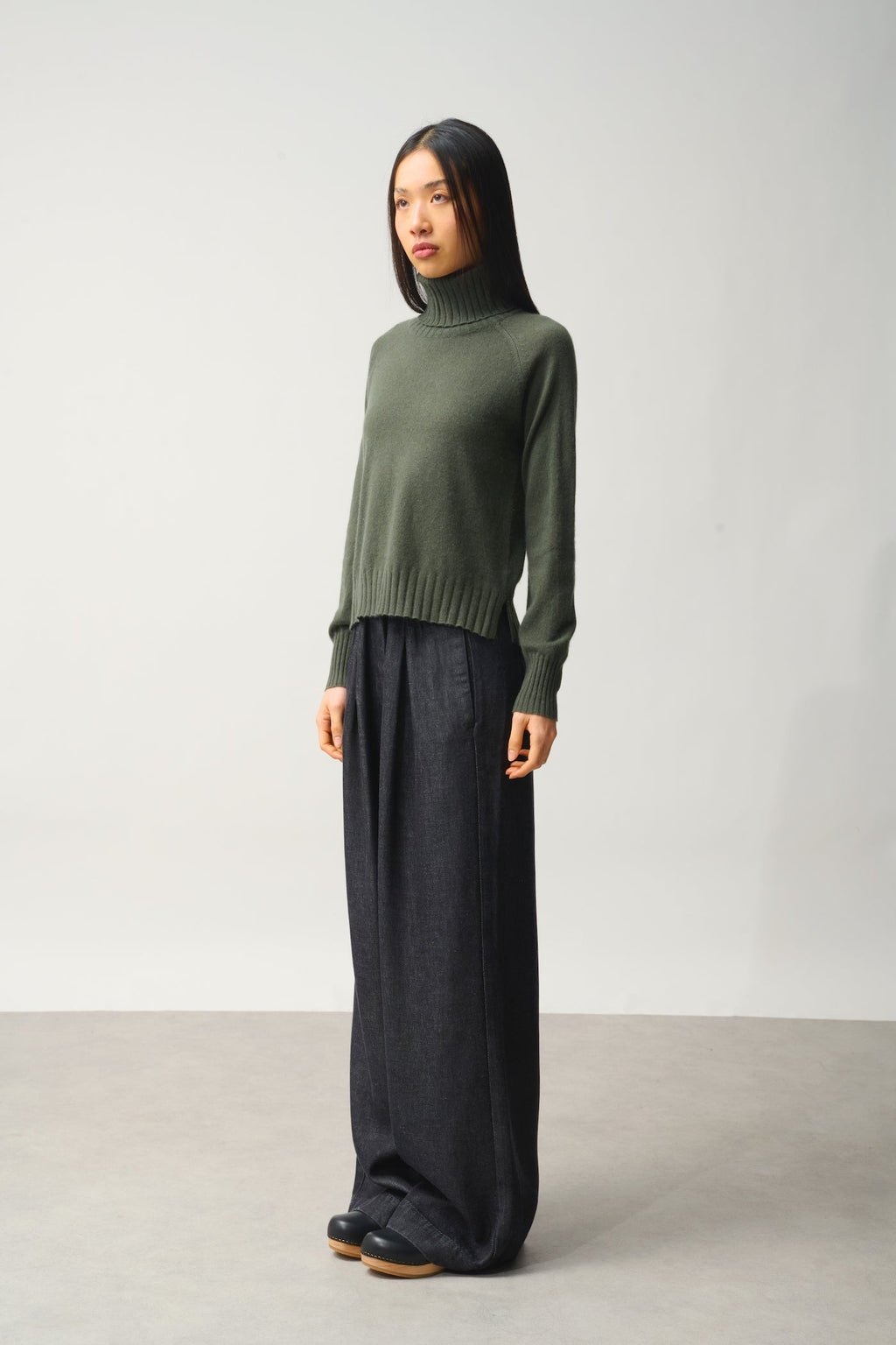 Pull Col Roulé - 100% Cachemire 2 Fils - Kaki