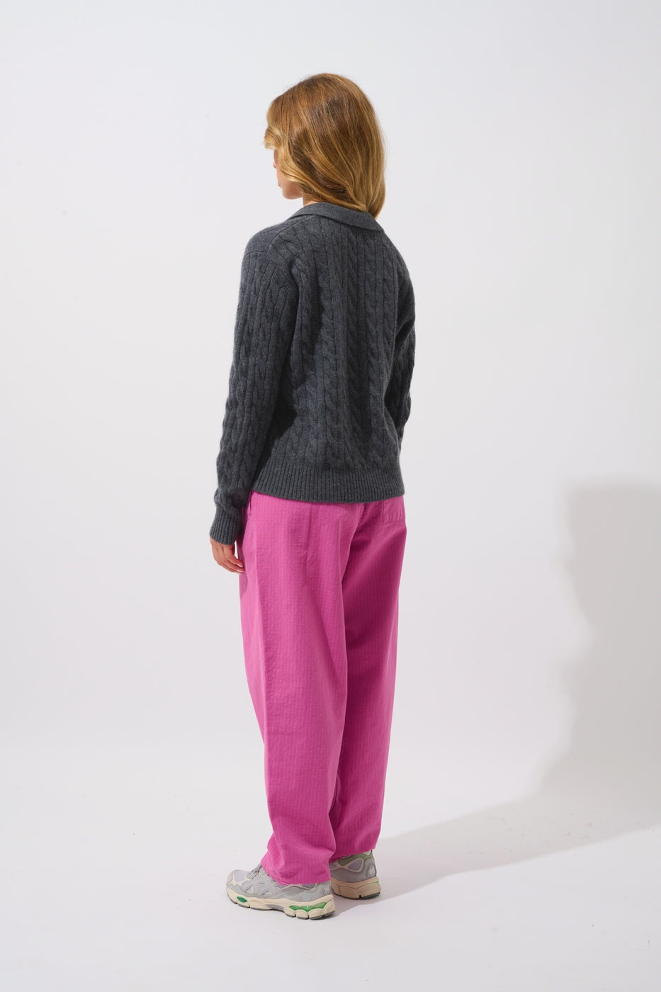 Open Polo Neck Jumper 4-Ply - Elysandra - Anthracite Marl