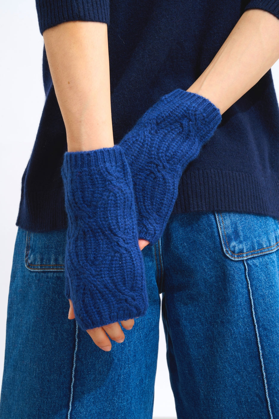 Iris 6-Ply Fingerless Gloves - 100% Cashmere, 6-Ply - Midnight - Unisex