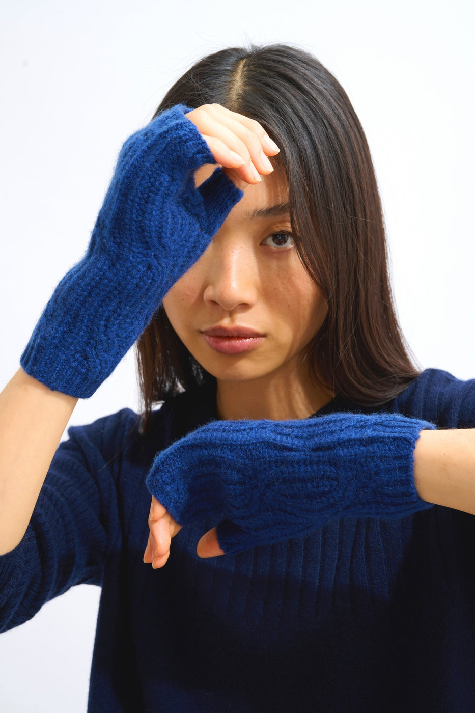 Iris 6-Ply Fingerless Gloves - 100% Cashmere, 6-Ply - Midnight - Unisex