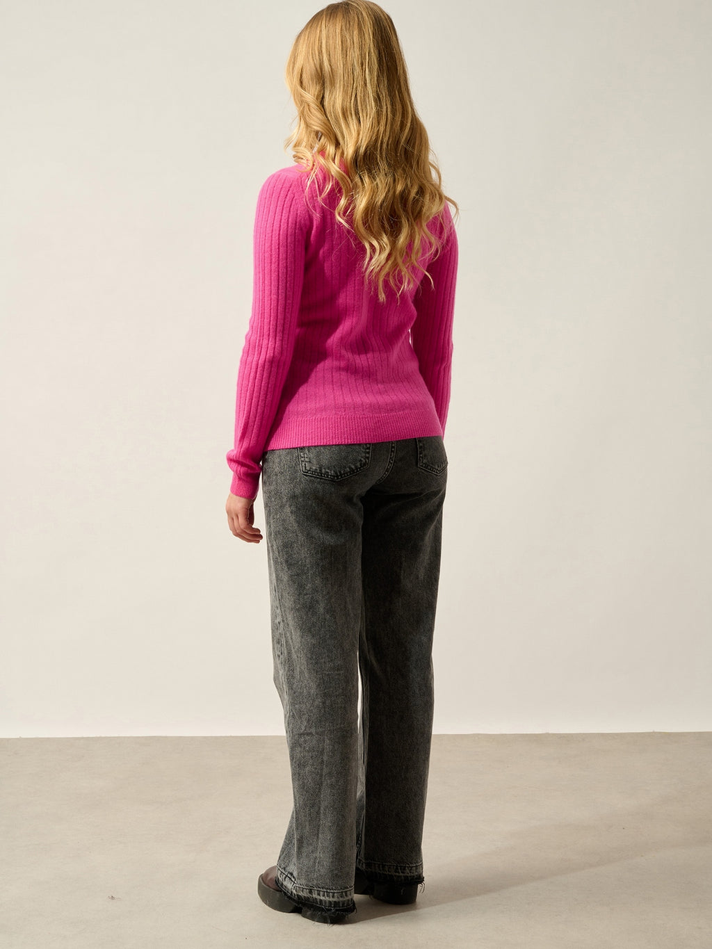 Pull Col Rond Bella - 100% Cachemire, 2 Fils - Flamant Rose - Femme